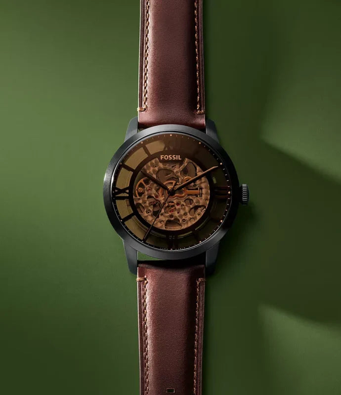 FOSSIL TOWNSMAN AUTOMATIC DARK BROWN LEATHER