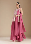 Pink Zariwork (Gold) Georgette Readymade Salwar Suit