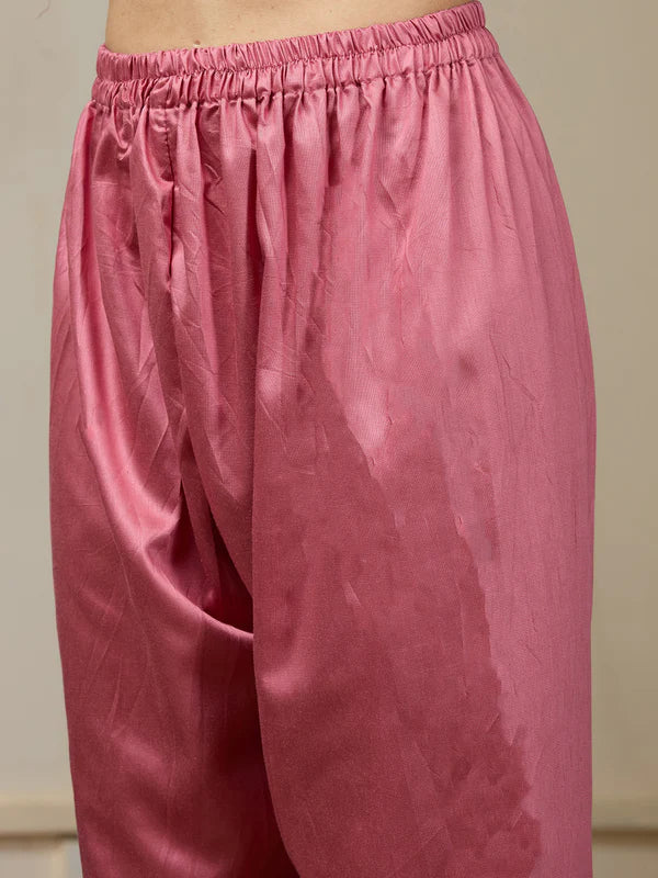 Onion Pink Stonework Tissue Readymade Salwar Suit