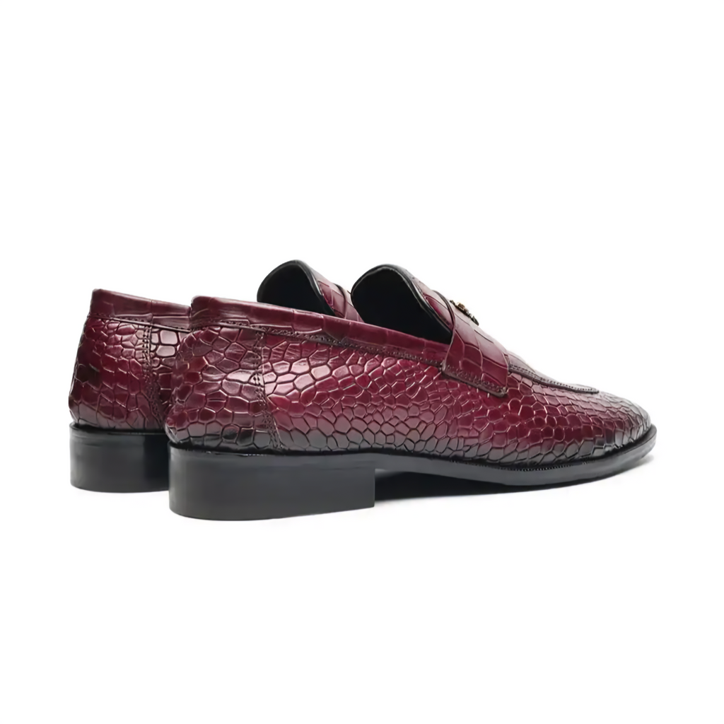 RoyalSole Men Textured Tunit Cherry Loafer Wooden Sole