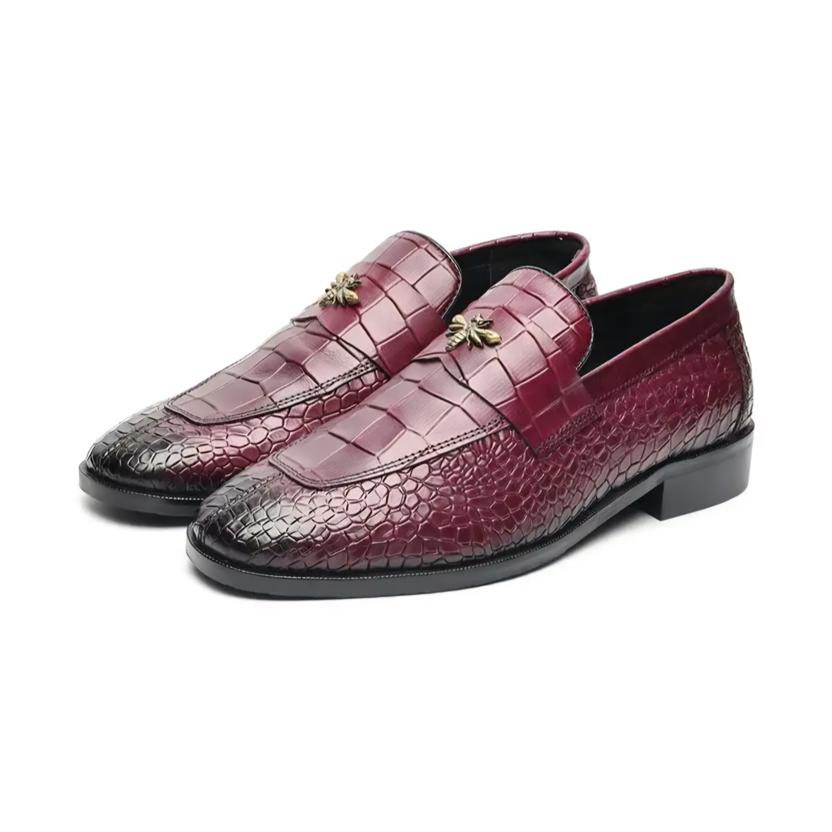 RoyalSole Men Textured Tunit Cherry Loafer Wooden Sole